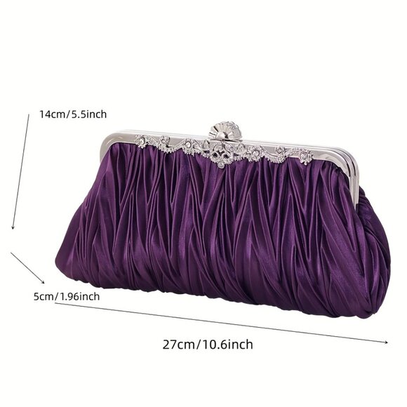 ROYAL PURPLE RUCHED EVENING BAG - Picture 2 of 2